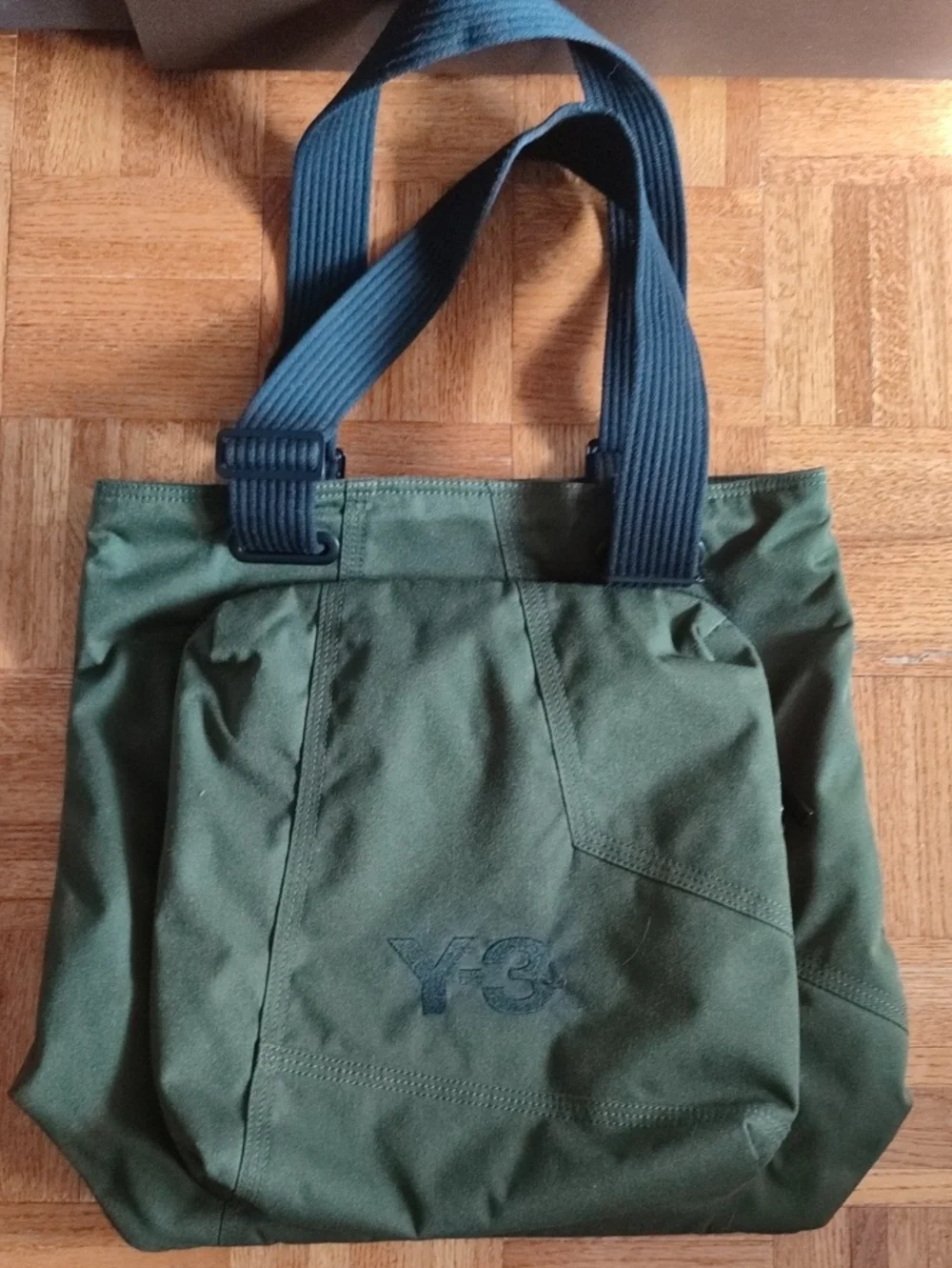 Y-3 Olive Green XL Tote with Black Straps